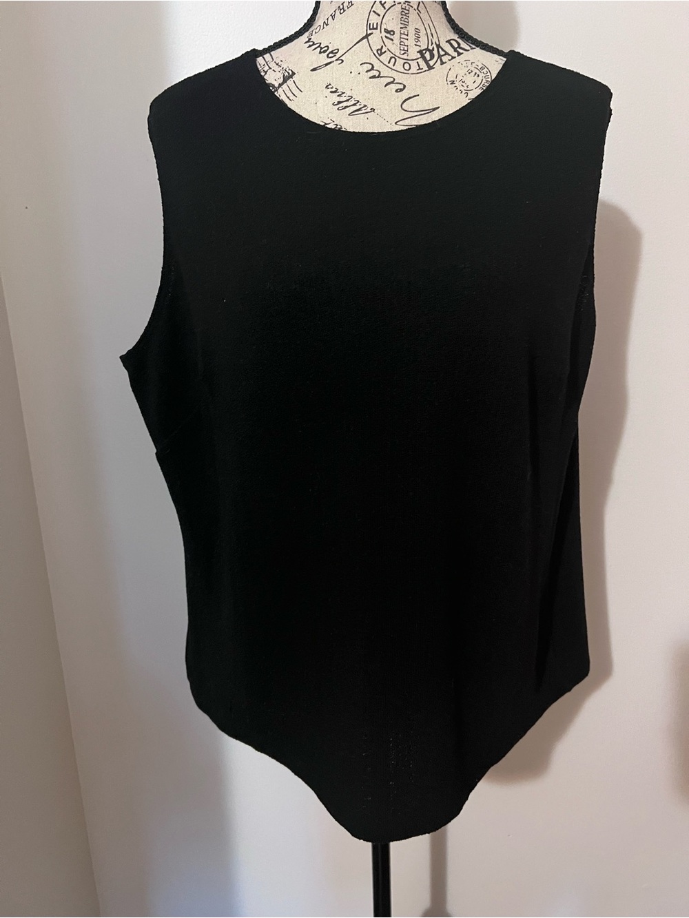 VTG Units Woman Black Sleeveless Tank Top Knit Shell XL Made in USA